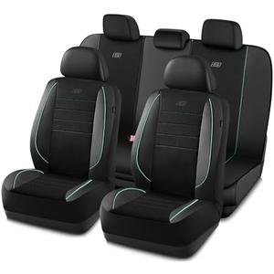 Skechers Air-Cooled Memory Foam Seat Cover,Mesh Thick Car Seat Covers,Piping Leather Car Seat Cover,Airbag Compatible,Automotive Comfort for Most Cars, Vans, Trucks, SUV(Mint,Full Set)