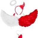 Liliful Angel Devil Wings with Headband Cute Angel Devil Dual Costume for Adults Halloween Costumes with Elastic Straps(Red, White)