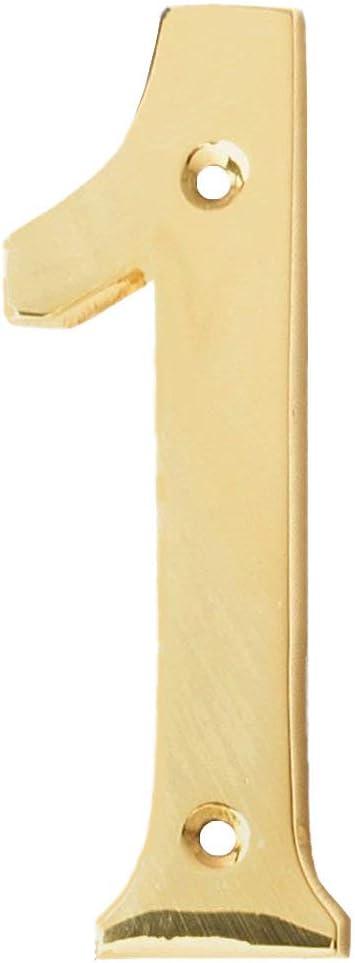 Motif 4-Inch Solid Brass Lacquered Polished Outdoor Decor Mailbox Numbers House Numbers for Outside House Numbers Address Sign for Door (Number 1)