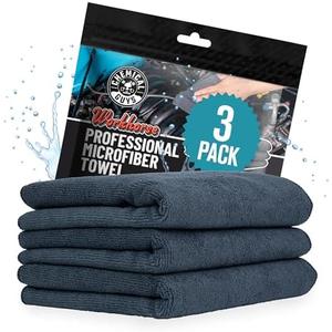 Chemical Guys Workhorse Professional Grade Microfiber Towels for Cars - Black 16x16 Inch Microfiber Cleaning Cloths for Home & Pet Drying, Soft & Scratch-Free, Washing, Drying & Cleaning, 3 Pack