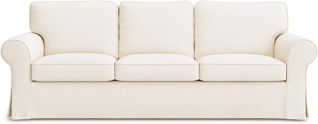 Ektorp Sofa Cover Replacement for IKEA Ektorp 3 Seat Cover, Ektorp Couch Cover, Ektorp 3 Seater Sofa Cover Only!(Polyester Daily Off White)