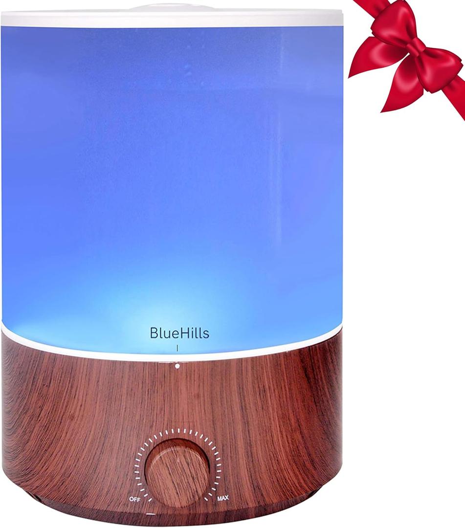 BlueHills Premium 4000 ml XL Essential Oil Diffuser 4L 4 Liter 70 Hour Run Humidifier Aromatherapy 1 Gallon Big Capacity High Mist Output for Extra Large Room Home Mood Lights Dark Wood Grain E402