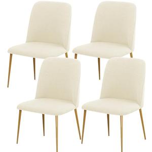 Gollense Curved Back Chair Covers for Dining Room, Mid Century Modern Chair Slipcovers, Semi Circle Back Chair Seat Protector for Kitchen Living Room (4PCS, C-Beige)