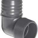 Spears 1413 Series PVC Tube Fitting, 90 Degree Elbow, Schedule 40, Gray, 3/4" Barbed x NPT Male