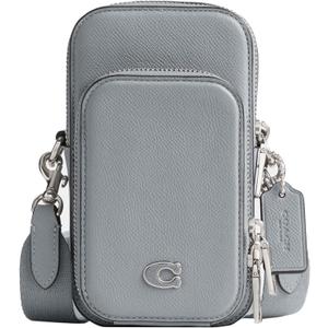 Coach Men's Phone Crossbody Bag in Crossgrain Leather (Grey, Blue)
