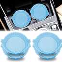 Car Cup Holder Coaster,Non-Slip Car Cup Holder Coasters,Universal Car Cup Holder Insert,Car Interior Accessories Mat(Sky Blue diamonless, 4 Pack)