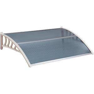 MATICO 47.2" Outdoor Clear Door Awning Patio Window Cover Polycarbonate Rain & Snow Protection, Modern Hollow Sheet with UV protection cover, Window Door Awning Canopy,Transparent/Black-Edge