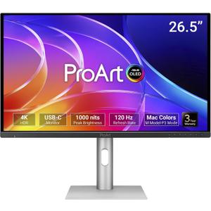 ASUS ProArt Display 27" 4K OLED USB-C Professional Monitor (PA279CDV) – QD-OLED, 120Hz, HDR10, 99% DCI-P3, ΔE < 1.5, Calman Verified, USB-C (96W PD), AutoKVM, Ergonomic Stand, Mac
