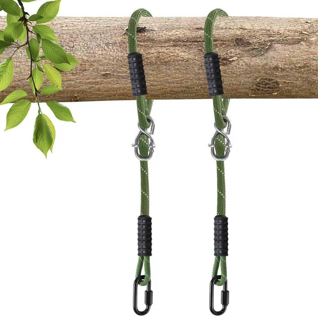 Tree Swing Ropes Heavy Duty, Adjustable Extendable Hammock Hanging Straps for Outdoor Swings Hammock Playground Set Accessories, 3.3Ft(40") of 2Pack, Green