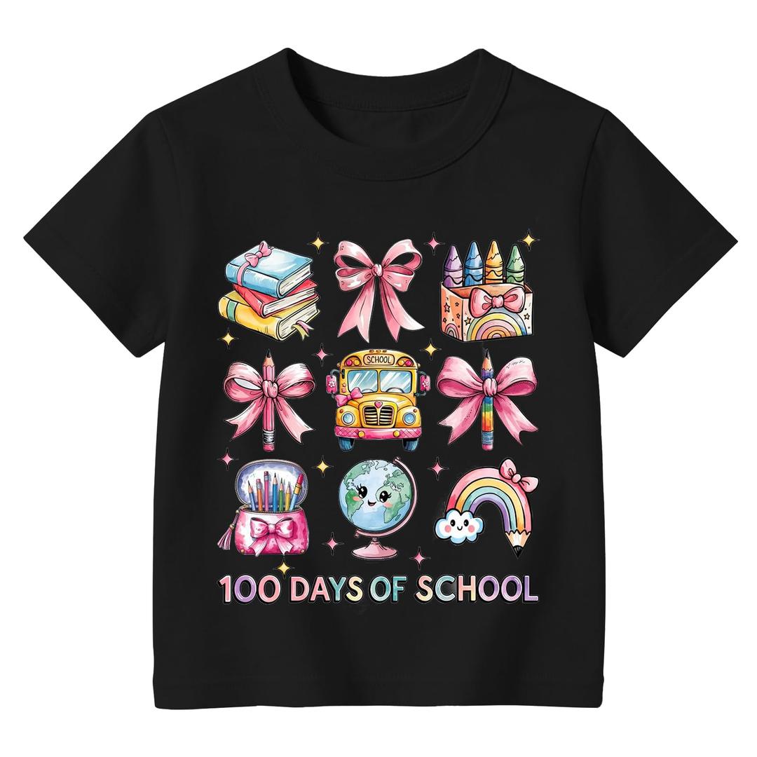 100 Days of School Shirt for Kids School Tshirt-Toddler Happy 100th Day Short Sleeve Boys Girls Gift Tees Tops (Black)3T