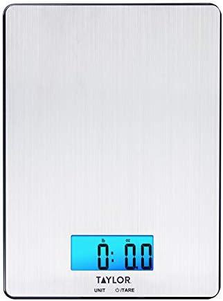 Taylor 11lb Stainless Steel Digital Kitchen Scale, Ultra-Thin, Silver