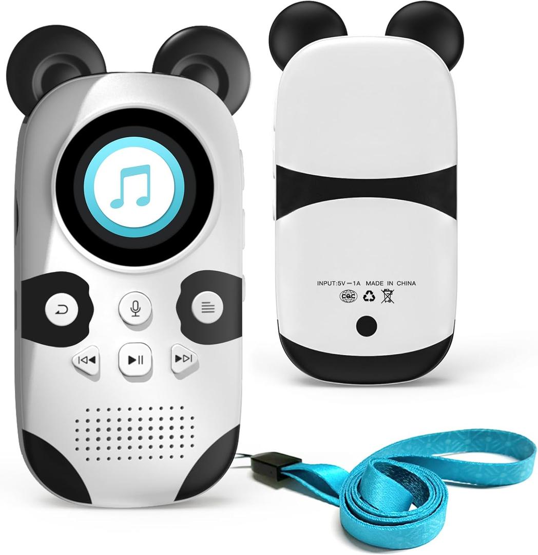 64GB Bluetooth MP3 Player for Kids, White Noise Machine for Sleep Baby, Cute Panda Portable Music Player with Speaker, 18 Soothing Sounds, Voice Recorder, FM Radio, Child Digital Audio Players, White 
