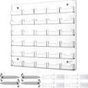 Hillban Acrylic Business Card Holder Wall Mount Clear Sticker Display Rack Multiple Card Holders Clear Acrylic Organizing Sticker Display Stand Pre Drilled(30 Pockets)