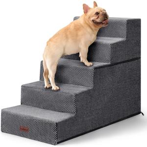 Aodisman Pet Stairs for High Bed, 5-Step Dog Stairs for Small Dogs, Indoor Non-Slip Dog Steps for Old Cats, Puppy, Small Medium Dogs,22.6" H,  Grey, 5, 15.7" x 29.5" x 22.6"