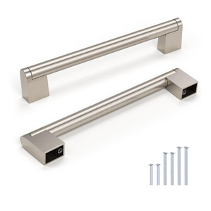 Knobonly 5 Pack Dresser Handles 6-3/10 inch (160mm) Hole Centers, Cabinet Pulls Brushed Nickel, Kitchen Cabinet Handles