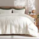 PHF Soft Waffle Comforter Set Twin Size- Comfy Breathable Waffle Weave Comforter with 1 Pillow Shams, 2 Pieces Less Snagging Lightweight Textured Bedding Set for All Season, Cream