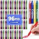 FUMILE 24 Sets of 4 Colors Crayons (96 Count), Crayons Bulk Individual Packs, Non-Toxic Mini Crayon for Kids Party Favors, Restaurants, School Supplies, Travel and More Events