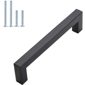 homdiy 15 Pack Black Cabinet Pulls 5 Inch Matte Black Cabinet Pulls Stainless Steel Drawer Dresser Handles, Center to Center 128mm Drawer Handles Stainless Steel Dresser Hardware Square Bar Hardware