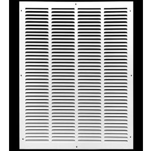 HVAC Premium 18'' x 24'' [Duct Opening] Flat Stamped Steel Return Air Grille - Sidewall and Ceiling - HVAC Vent Duct Cover - White [Outer Dimensions: 19.75''w X 25.75''h]