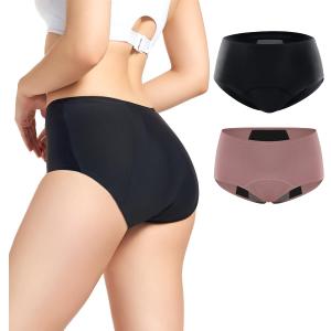 Carer Incontinence Underwear for Women 150ml High Absorbent Leak Proof Underwear for Women Washable Women's Incontinence Panties for Incontinence Bladder Leak 2 Pack Black/Dusty Rose, Size: XL