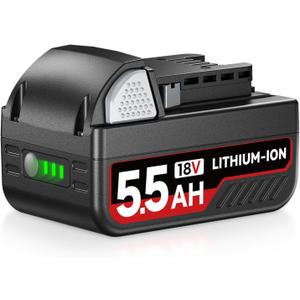 5.5Ah Li-ion Replacement for Milwaukee 18V Battery Compatible with Milwaukee Battery for Power Tool with LED Indicator 48-11-1812 48-11-1850 48-11-1852 48-11-1862