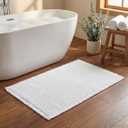 GRANNY SAYS Waffle Bath Mat 16" x 24", Boho Bathroom Rugs Non Slip Washable, Extra Soft & Water Absorbent Bath Mats for Bathroom, White Waffle Bath Mat for Decor, Bath Rugs Quick Dry for Tub & Shower