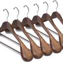 Nature Smile Luxury Wooden Suit Hangers 6 Pack Wood Coat Hangers Jacket Outerwear Shirt Hangers,with Extra-Wide Shoulder, 360 Degree Swivel Hooks & Anti-Slip Bar with Screw(Retro Color) (17.5 inches 6 pack)