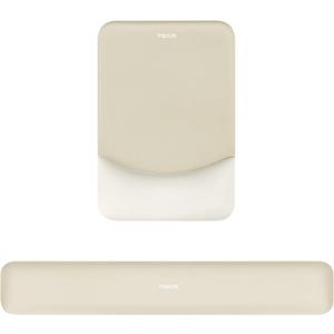 MOSISO Wrist Rest Support for Mouse Pad&Keyboard Set, Rectangular Ergonomic Mousepad Non-Slip Base Home/Office Pain Relief&Easy Typing Pad with Neoprene Cloth&Raised Silicone Lining, Khaki