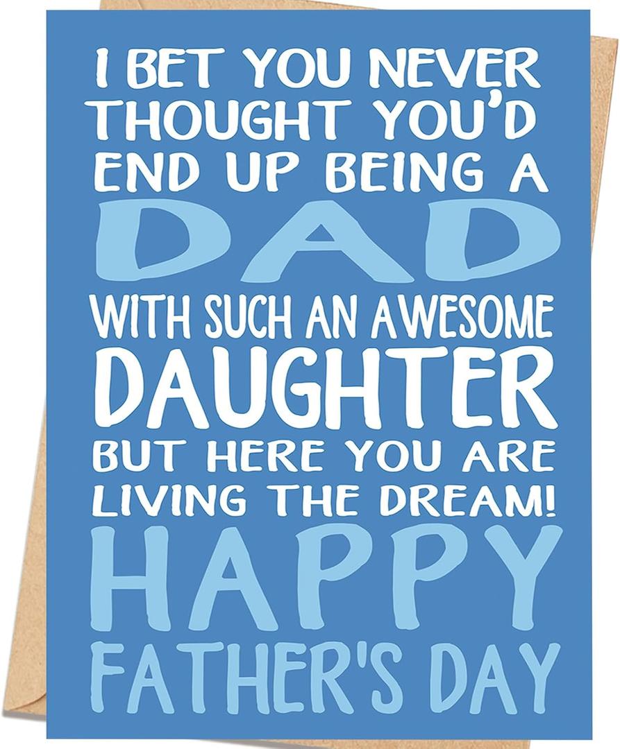 5 x ICOOLYI Funny Fathers Day Card for Dad, Fathers Day Gift from Daughter, Happy Fathers Day Card
