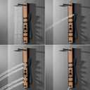 BWE Stainless Steel Shower Panel Tower System 8 Jets Multi-Function Shower Panel System Black and Bamboo Panel with Handheld Wand Wall Mount Shower Column