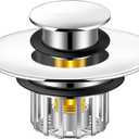 Universal 3 in 1 Bathtub Drain Stopper Anti-Clogging Bathtub Drain Hair Catcher, Pop Up Tub Drain Plug and Cover with Effective Filter Basket for for 1.4 to 1-3/4" Drain Hole