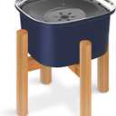 Decflow 3L Elevated Dog Water Bowl, Stainless Steel Raised Food Dispenser with Stand, Large Capacity No Spill Dog Water Bowl for Small, Medium and Large Dogs (Blue)