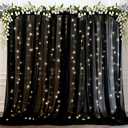 Ledido 1010ft Black Tulle Backdrop Curtains with Lights String - 300LED Fairy Lights Sheer Curtain Backdrop for Wedding Baby Shower Photo Shoot Birthday Party Decoration(2 Panels 510ft)Black