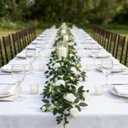 2 Pack 11.2 Ft Artificial Flower Garland with White Roses, Realistic Fake Greenery Vines with 17 Roses Flowers for Wedding Table Centerpieces Arch Party Ceremony Backdrop Decor(White)