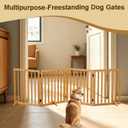Wooden Foldable Dog Gate Freestanding 4 Panels Puppy Safety Fence 80.9" W x 23.6" H Indoor Pet Barrier for Stairs Hallways Doorways Brown