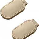 3 x Multifunctional Magnetic Clip, Soft Small Leather Clip as Money Clip, Strap Clip and Memo Clip (Beige)