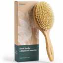 100% Boar Bristle Hair Brush for Fine Thin Hair | First Cut Boar, Solid Red Oak Oval Wooden Brush