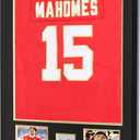 31" x 23" Jersey Frame Display Case with Mat Tailored for Two Photos & Name Plate, for Sports Football Basketball Baseball Soccer Hockey Jersey Uniform Shirt, Black Finish