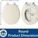 CHURCH Toilet Seat, Easy Clean Hinges Release for Deep Cleans, Durable Enameled Wood Seat, Round, Biscuit