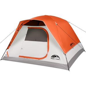 Happy Travel Camping Tent, 4/6 Person Dome Tents for Camping with Rainfly, Waterproof Clip Easy Setup Portable Family Tent with Mesh Windows, 20% More Headroom Backpacking Tents for Camping & Hiking