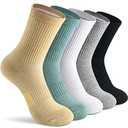 Gonii Crew Socks Women Running Hiking Thick Cushiones Athletic Socks 5 Pairs Assorted Size: 6-8
