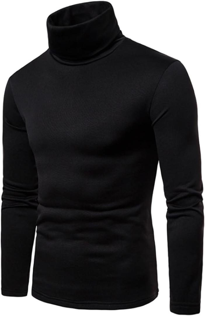 HUNGSON Men's Casual Slim Fit Basic Tops Knitted Thermal Turtleneck Pullover Sweater (X-Large, Black)