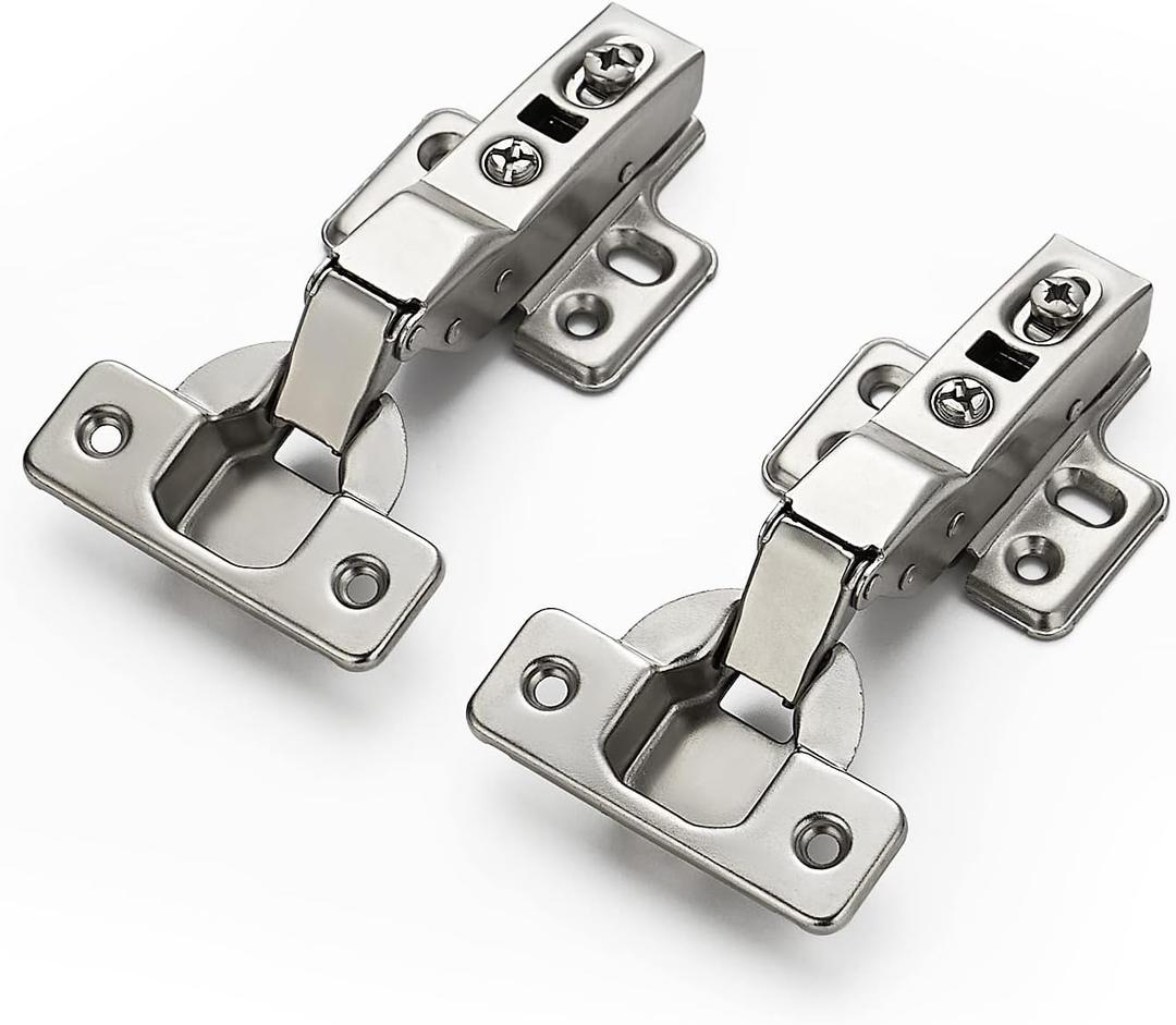 Ravinte 4 Pack 2 Pairs European Kitchen Cabinet Hinges Soft Close Half Overlay Cabinet Door Hinges Heavy-Duty Frameless Adjustable Concealed Cabinet Cup Hinge
