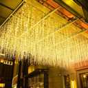 LED Icicle Christmas Lights, 13FT 96 LEDs Fairy String Lights Extendable Curtain 8 Modes Dangling Twinkle Novelty Hanging Lights for Ceiling Party Window Decorations, Warm White 4M