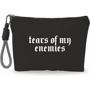 Make Up Bag, Cosmetic Bag With Hand Strap - Gothic Tears Of My Enemies - Lined Toiletry Bag For Woman - Travel Pouch, Black Organizer With Zipper, Women Essentials & Accessories - A09
