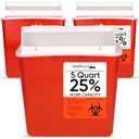 Oakridge Products Sharps Container for Home Use and Professional 5 Quart (3-Pack), Biohazard Needle and Syringe Disposal, Mailbox Style Lid, CDC Certified