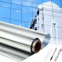 36 Inch x 50 ft One Way Window Film Privacy Daytime Reflective Mirror Window Tint Sun Blocking Thermal Insulated Film Heat Control Static Cling Tint Anti UV Home Office (Silver)