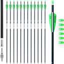 31Inch Carbon Arrows for Target Practice Hunting Arrow with Removable Tips for Compound & Recurve Bow(Pack of 12) (Green White)