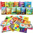 My First Soft Book,teytoy Nontoxic Fabric Baby Cloth Activity Crinkle Soft Books for Infants Boys and Girls Early Educational Toys (Pack of 12)
