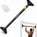 Adjustable Doorway Pull Up Bar No-Screw 440lbs | Fits 29.1-37.4in (74-95cm) door frames with 360° lock & foam pads + 2 spare pads. Home chin-up